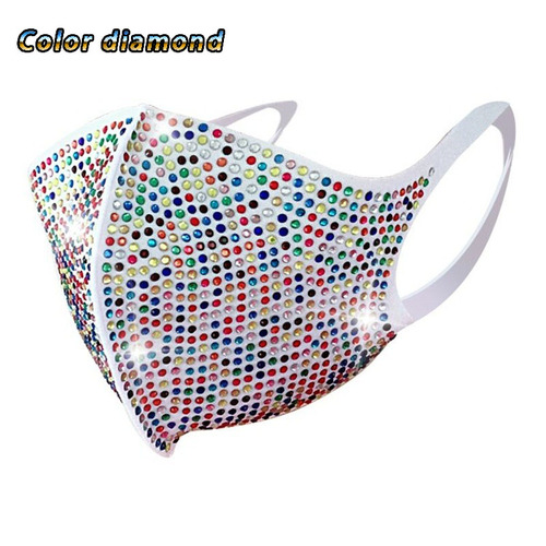 Mad Ally Adult Diamante Face Mask Kaleidoscope; White