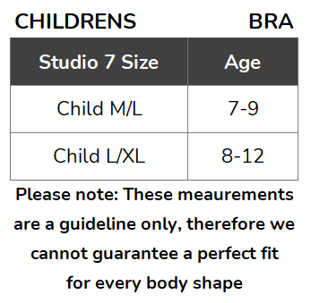 bra size chart age